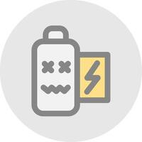 Battery dead Line Filled Light Circle Icon vector