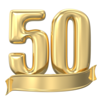 anniversaire 50 or 3d Nombres png