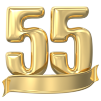 anniversaire 55 or 3d Nombres png