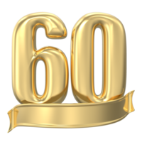 Anniversary 60 gold 3d numbers png