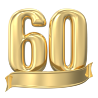 anniversario 60 oro 3d numeri png