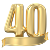 anniversario 40 oro 3d numeri png