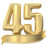 Anniversary 45 gold 3d numbers png