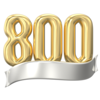 Gold Number 800 Anniversary 3D Render png
