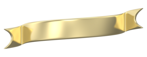 Golden ribbon banner 3d render png