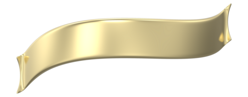 Golden ribbon banner 3d render png