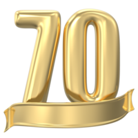 Anniversary 70 gold 3d numbers png