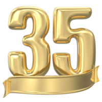 anniversario 35 oro 3d numeri png