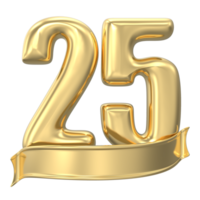 Anniversary 25 gold 3d numbers png