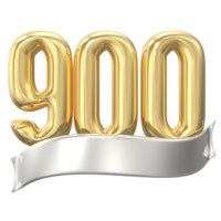 oro número 900 aniversario 3d hacer png