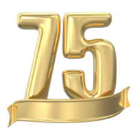 Anniversary 75 gold 3d numbers png