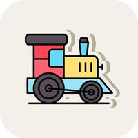 Toy train Line Filled White Shadow Icon vector