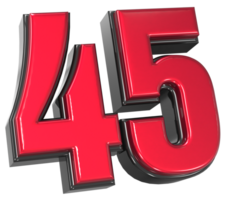 Number 45 3D Render png