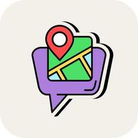 Map location Line Filled White Shadow Icon vector