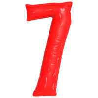 Number 7 Red Balloon 3D png