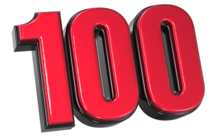 Number 100 3D Render png