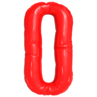 Number 0 Red Balloon 3D png