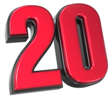 numero 20 3d rendere png