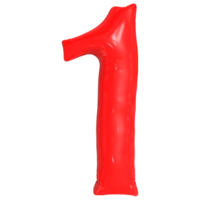 Number 1 Red Balloon 3D png