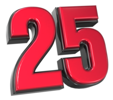 numero 25 3d rendere png