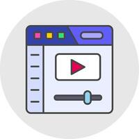 Video player Line Filled Light Circle Icon vector