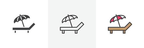 Beach chair with umbrella icon vector