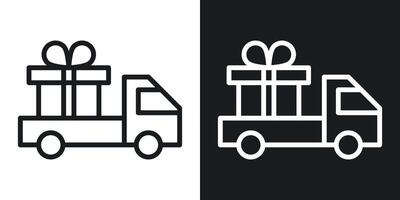 Truck carrying gift box icon vector