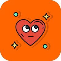 Rolling eyes Filled Orange background Icon vector