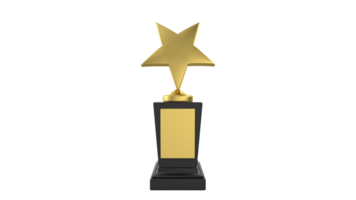 gold star award on black pedestal with transparent background png