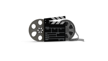 film reel and clapper on transparent background png