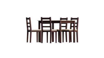 a table and chairs on a transparent background png