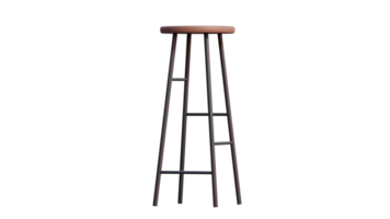 a tall stool with a wooden seat on a transparent background png