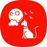Black cat Glyph Curve Icon vector