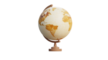 une globe sur une supporter avec une en bois base png