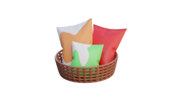 a basket with three bags of chips on it png