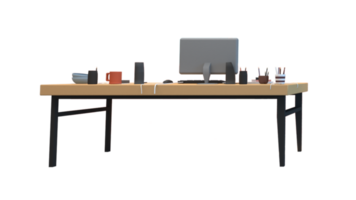 a desk with a computer and a mouse png