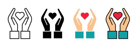 Heart and hands icon vector