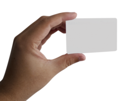 Hand halten ein leer Karte auf transparent Hintergrund png