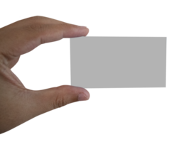 Hand holding a blank card on transparent background png
