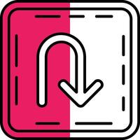 U turn Filled Half Cut Icon vector