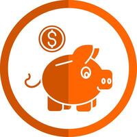 Piggy bank Glyph Orange Circle Icon vector