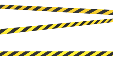 Warning tape and police line. Black and yellow line striped. Warning danger tape. Restriction tapes 3d rendering png