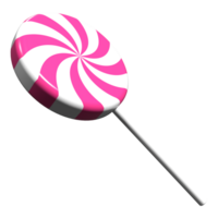 Spiral lollipop. Lollipop on stick. 3D rendering illustration of a round lollipop. Striped twisted candy png