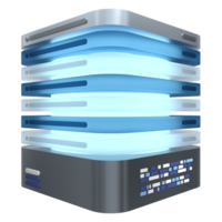 3D server icon. Glowing server. Computer server 3d render icon. Cloud computing. 3d render illustration png