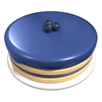 Cake with blueberry jam. 3D blueberry cake. Cake with liquid blue berry glaze drops. Sweet round cake. 3D render illustration png