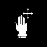 tres dedos mueven el icono de glifo invertido vector