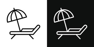 Beach chair with umbrella icon vector