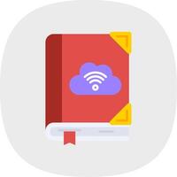 nube biblioteca plano curva icono vector