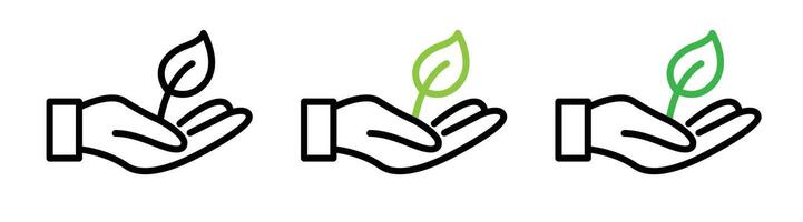 Leaf in hand icon vector