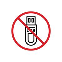 No USB flash drive sign vector